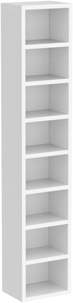 White 8-Cube Narrow Corner Bookcase