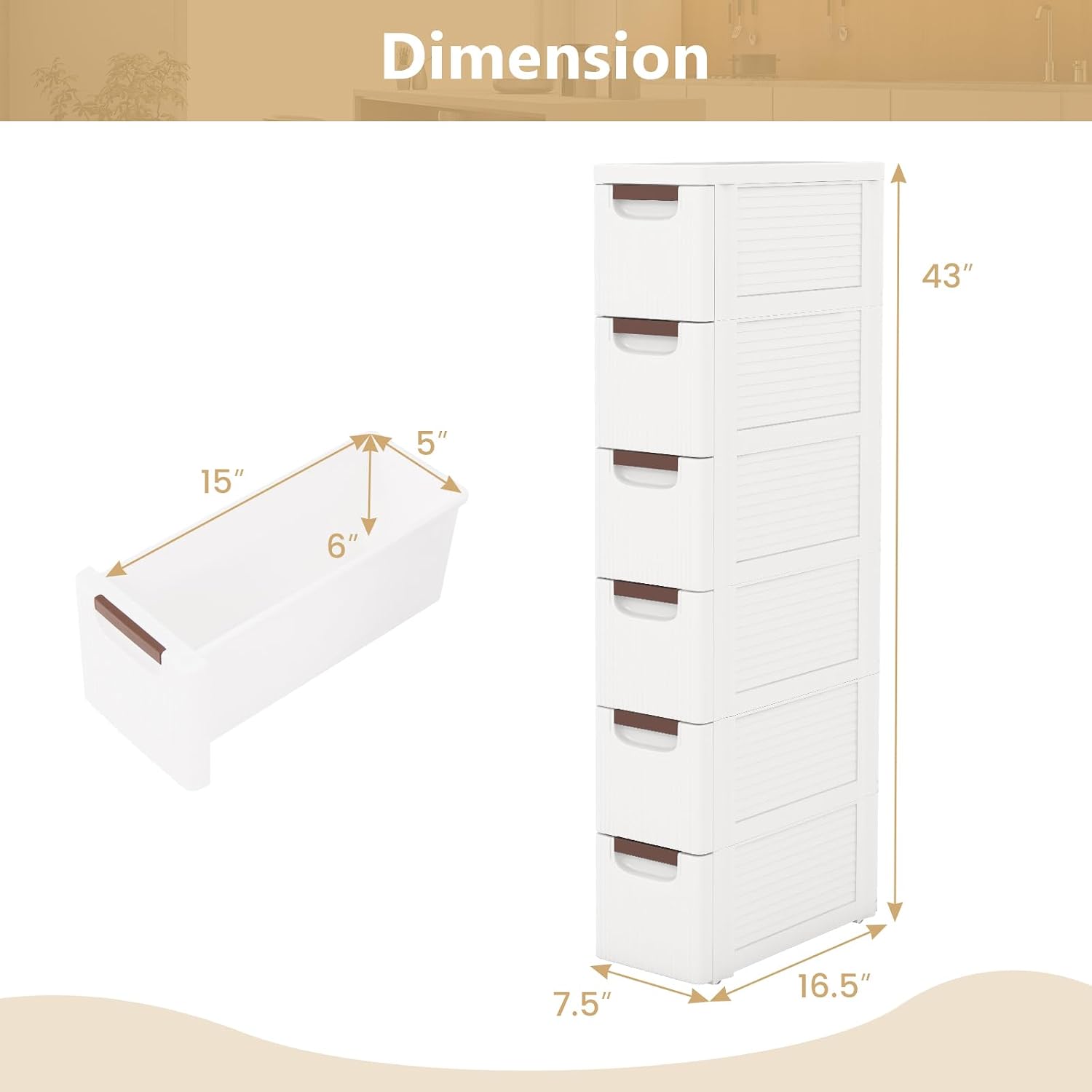 Slim Rolling 6-Drawer Storage Cart