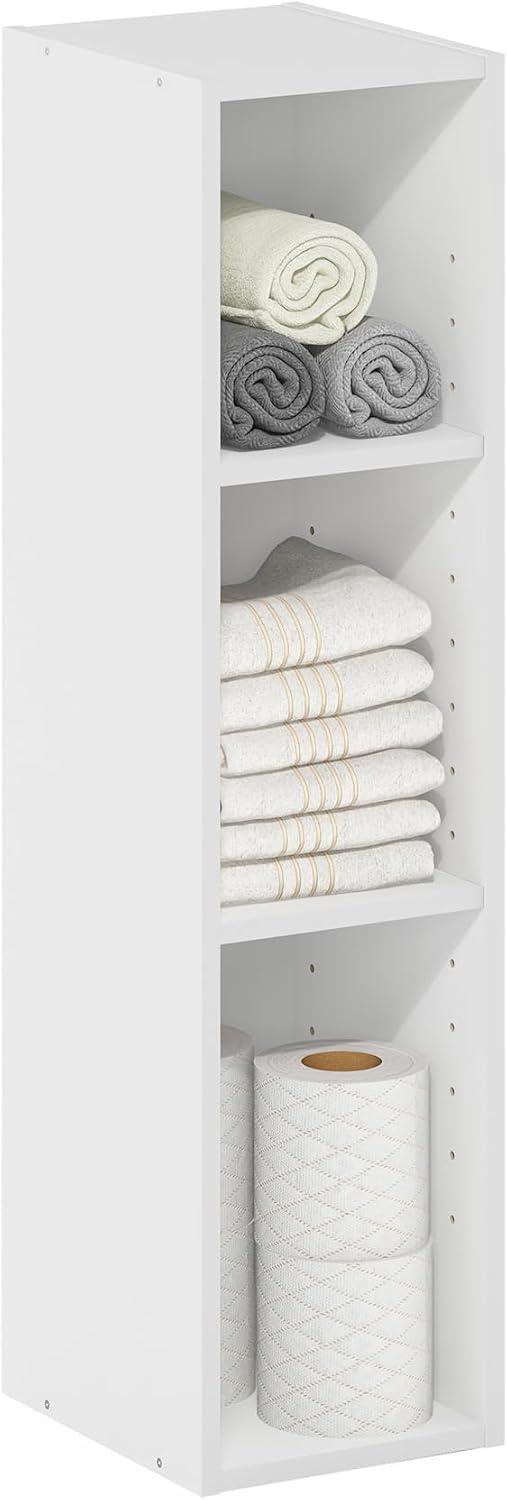 White 3-Tier Slim Narrow Bookshelf