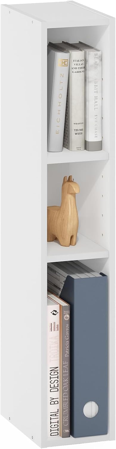 White 3-Tier Slim Bookshelf