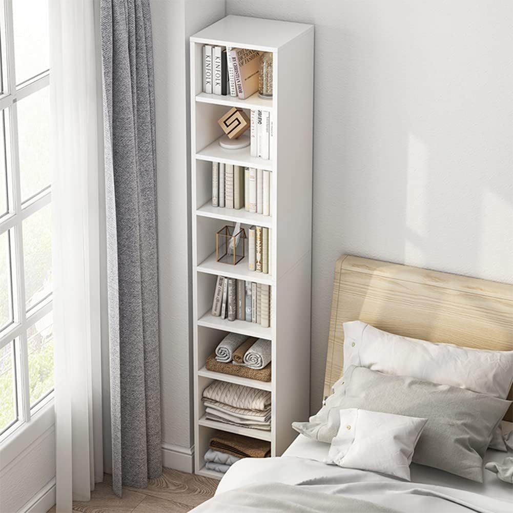 White 8-Cube Narrow Corner Bookcase