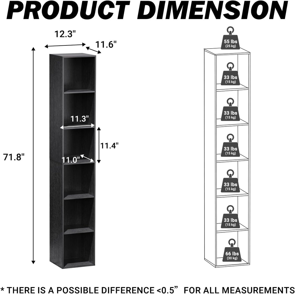 Black 6-Cube Freestanding Storage Shelf