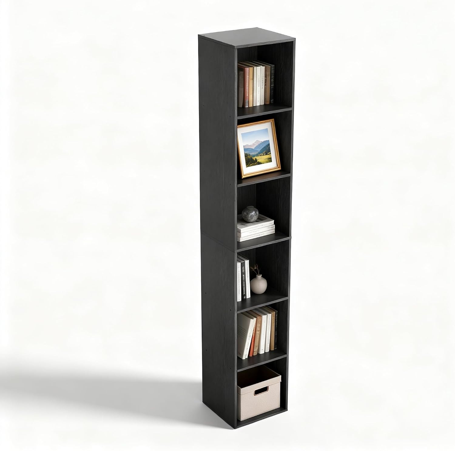 Black 6-Cube Freestanding Storage Shelf