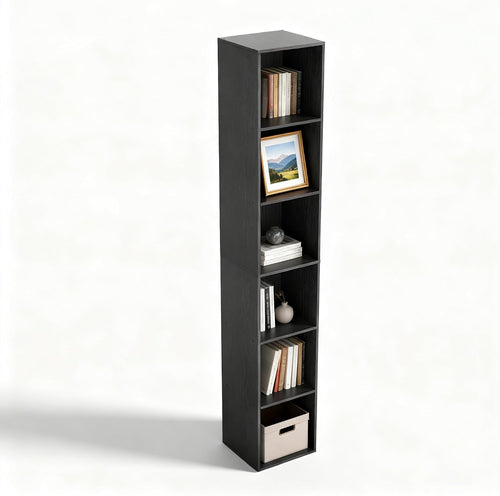 Black 6-Cube Freestanding Storage Shelf