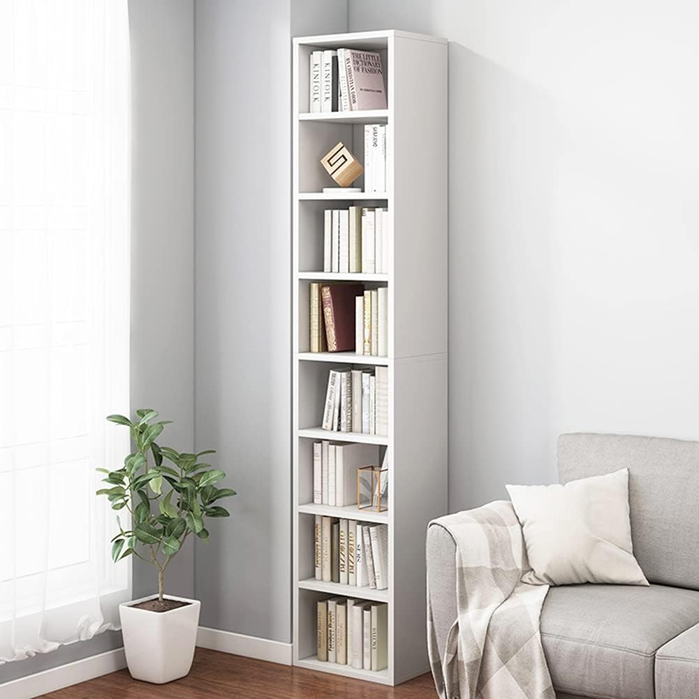 White 8-Cube Narrow Corner Bookcase