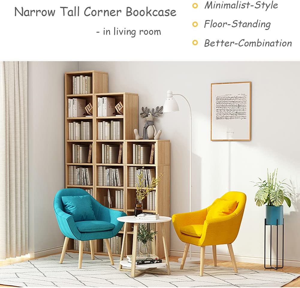 White Narrow Corner Storage Bookcase