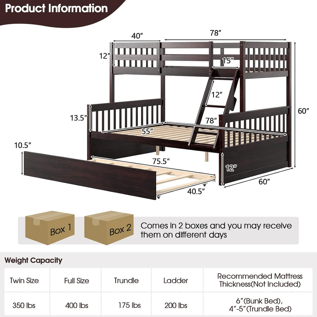 Twin Over Full Bunk Bed with Trundle