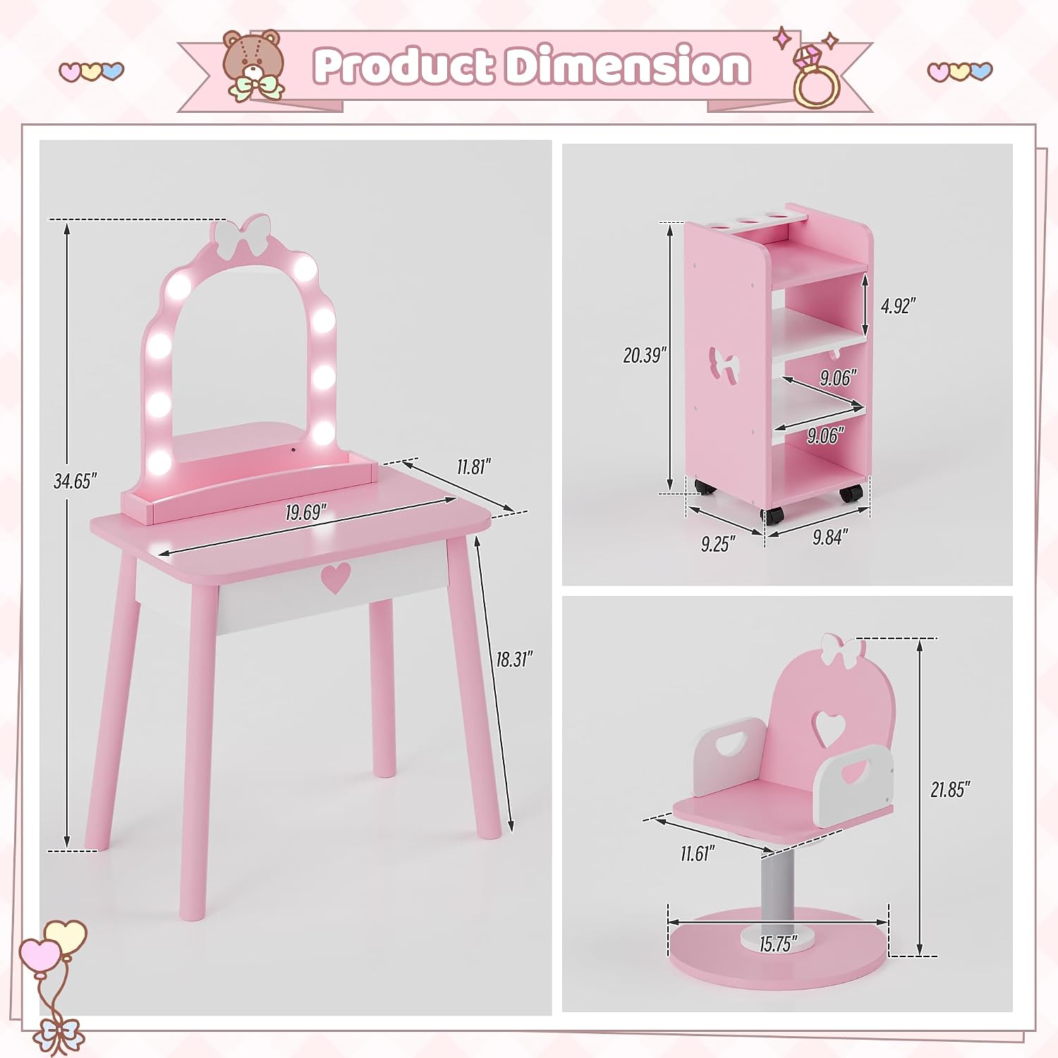 Kids Pretend Hair Salon Vanity Set