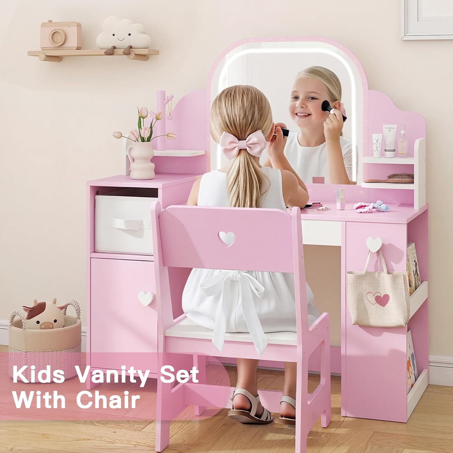 Kids Lighted Vanity Table Set for Girls
