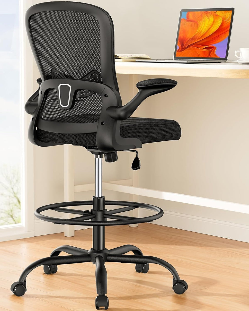Ergonomic Drafting Chair with Footrest Ring