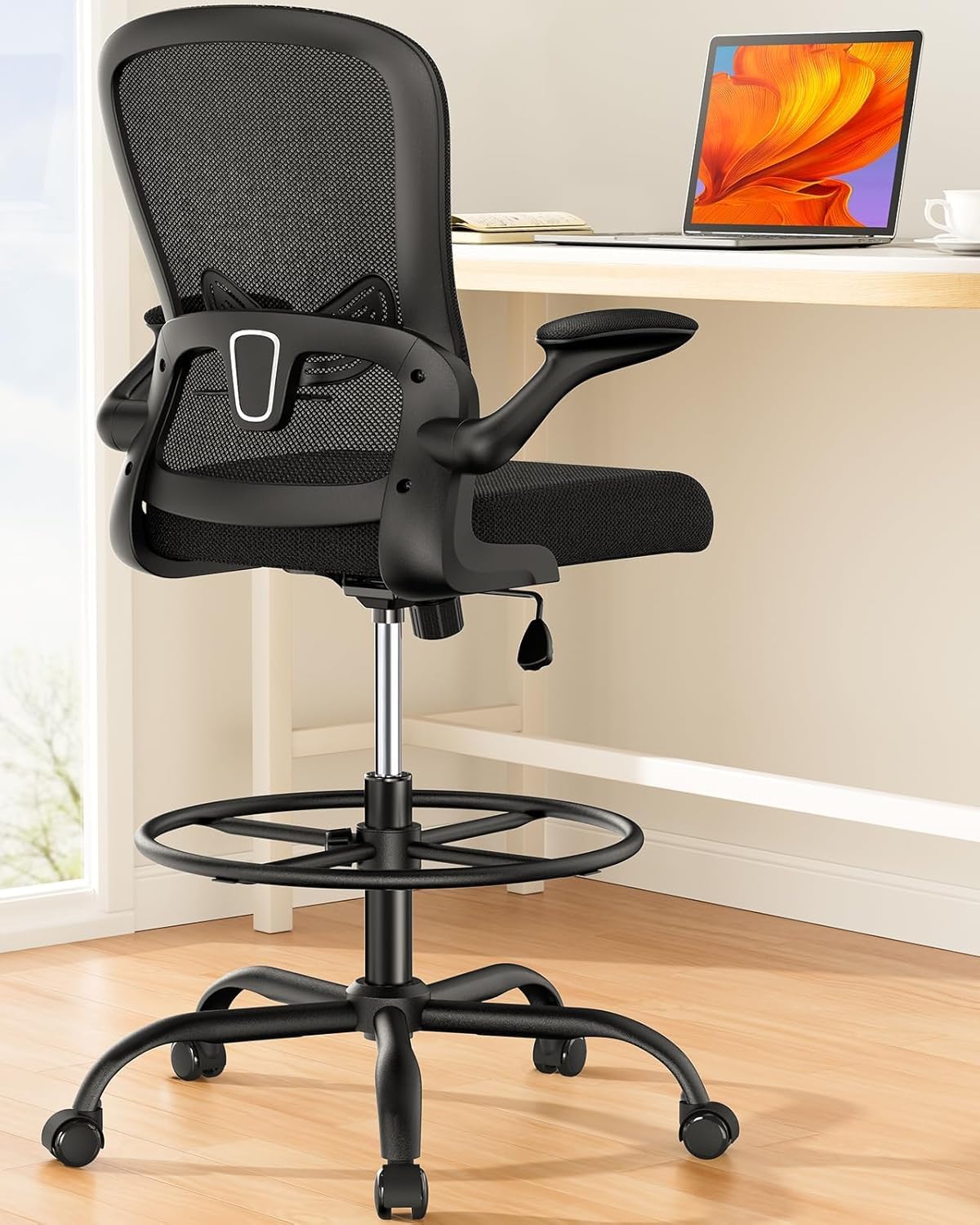 Ergonomic Drafting Chair with Footrest Ring
