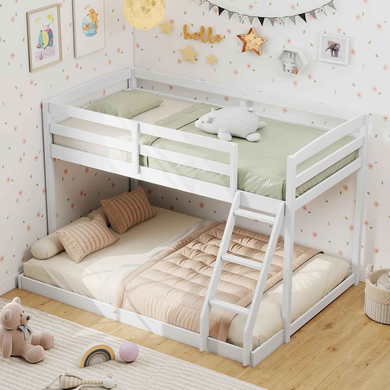 Low Twin Over Full Wood Bunk Bed