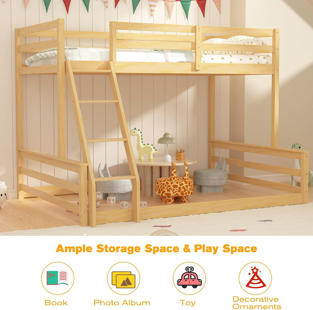 Low Twin Over Full Wooden Bunk Bed