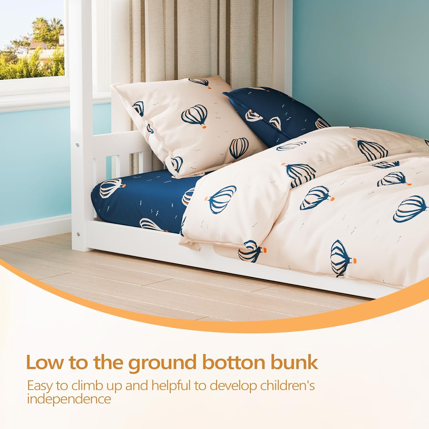 Low Twin Over Twin Wood Bunk Bed