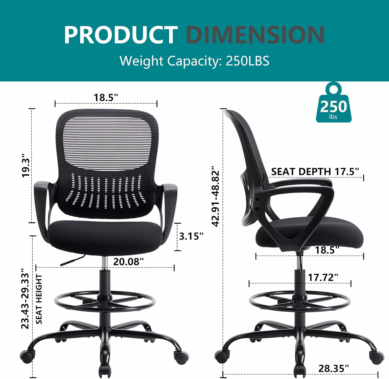 Tall Ergonomic Drafting Office Chair
