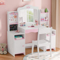 White Kids Vanity Set with Mirror & Stool