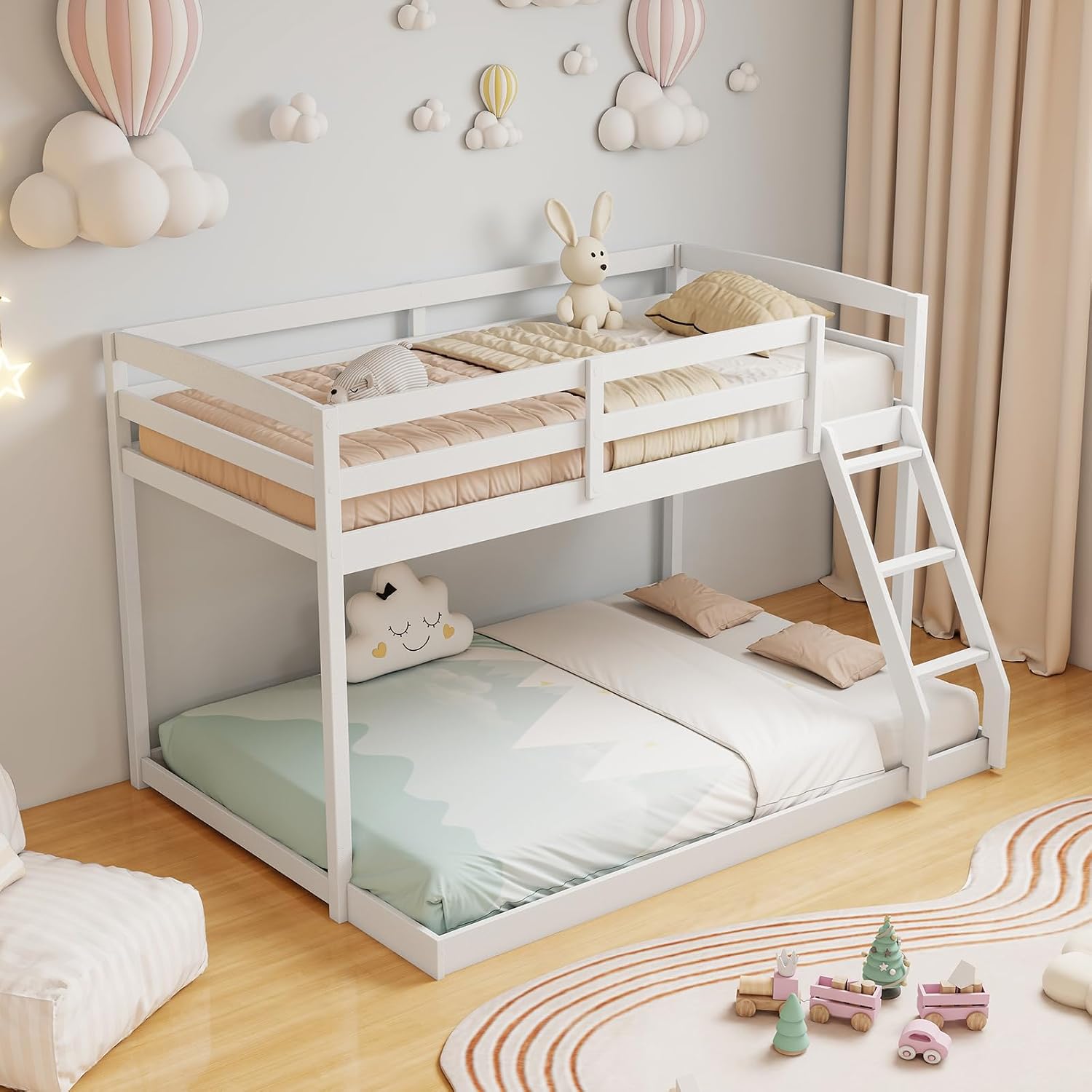 Low Twin Over Full Wood Bunk Bed
