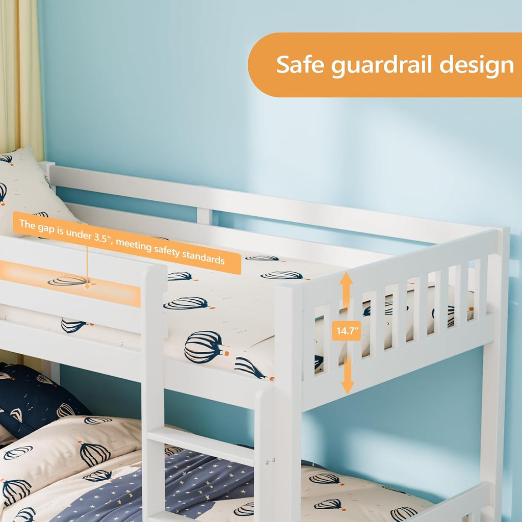 Low Twin Over Twin Wood Bunk Bed
