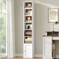White Walnut 7-Tier Slim Bookshelf