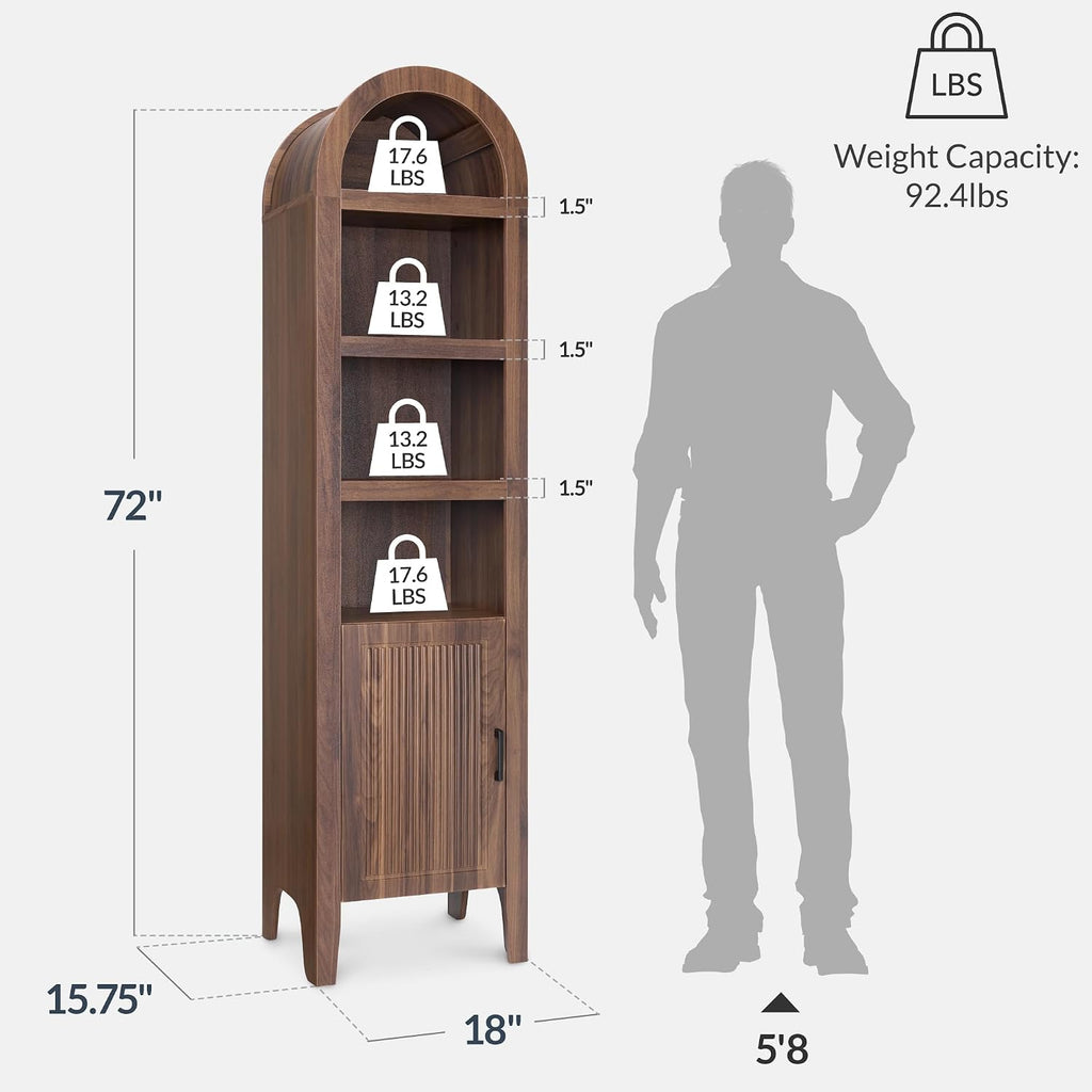 Walnut Arched Reeded Door Storage Cabinet
