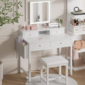 White Lighted Vanity Set with Drawers & Chair