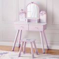 Purple Kids Vanity Set with Mirror & Drawers