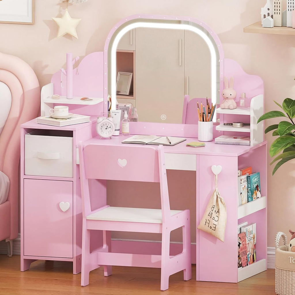Kids Lighted Vanity Table Set for Girls