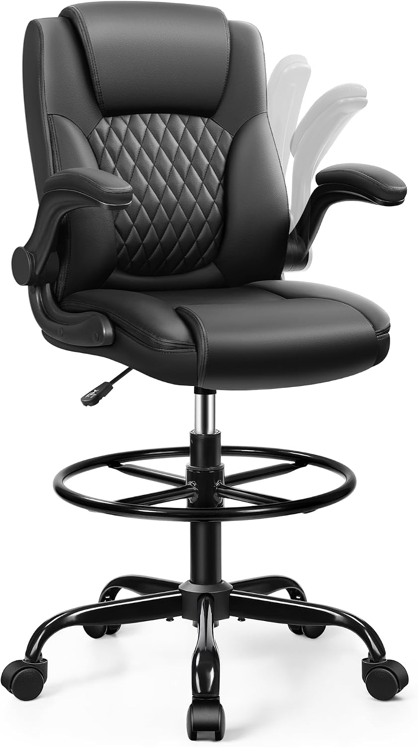 Leather Ergonomic Tall Drafting Chair