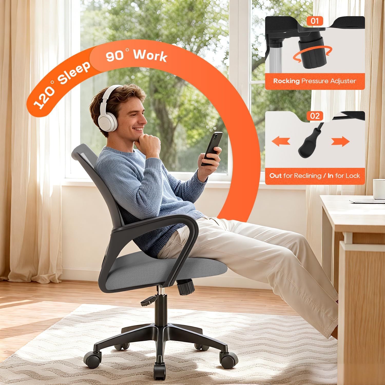 Mid-Back Ergonomic Mesh Office Chair
