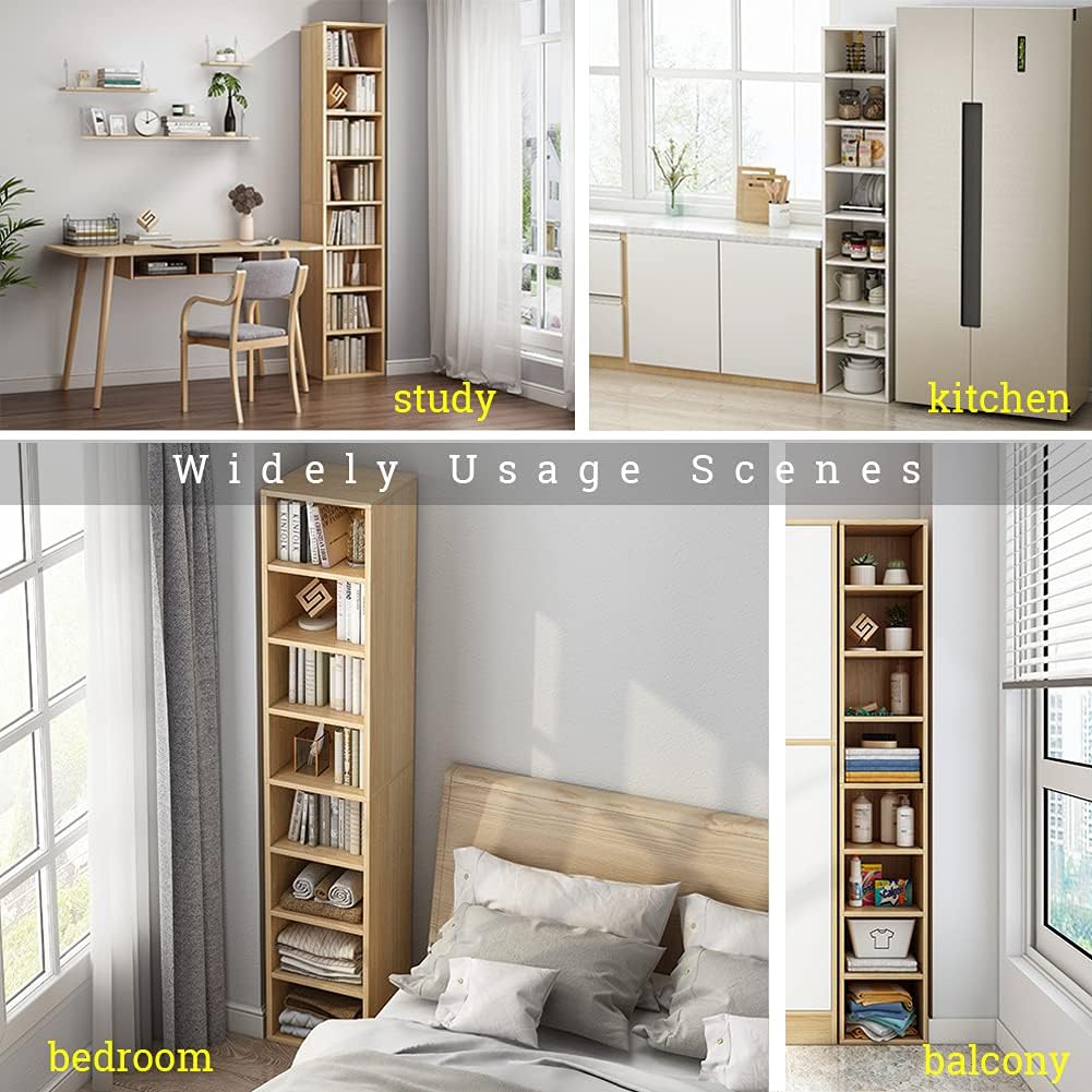 White 8-Cube Narrow Corner Bookcase