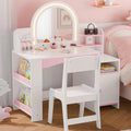 White Lighted Kids Vanity Table & Chair Set