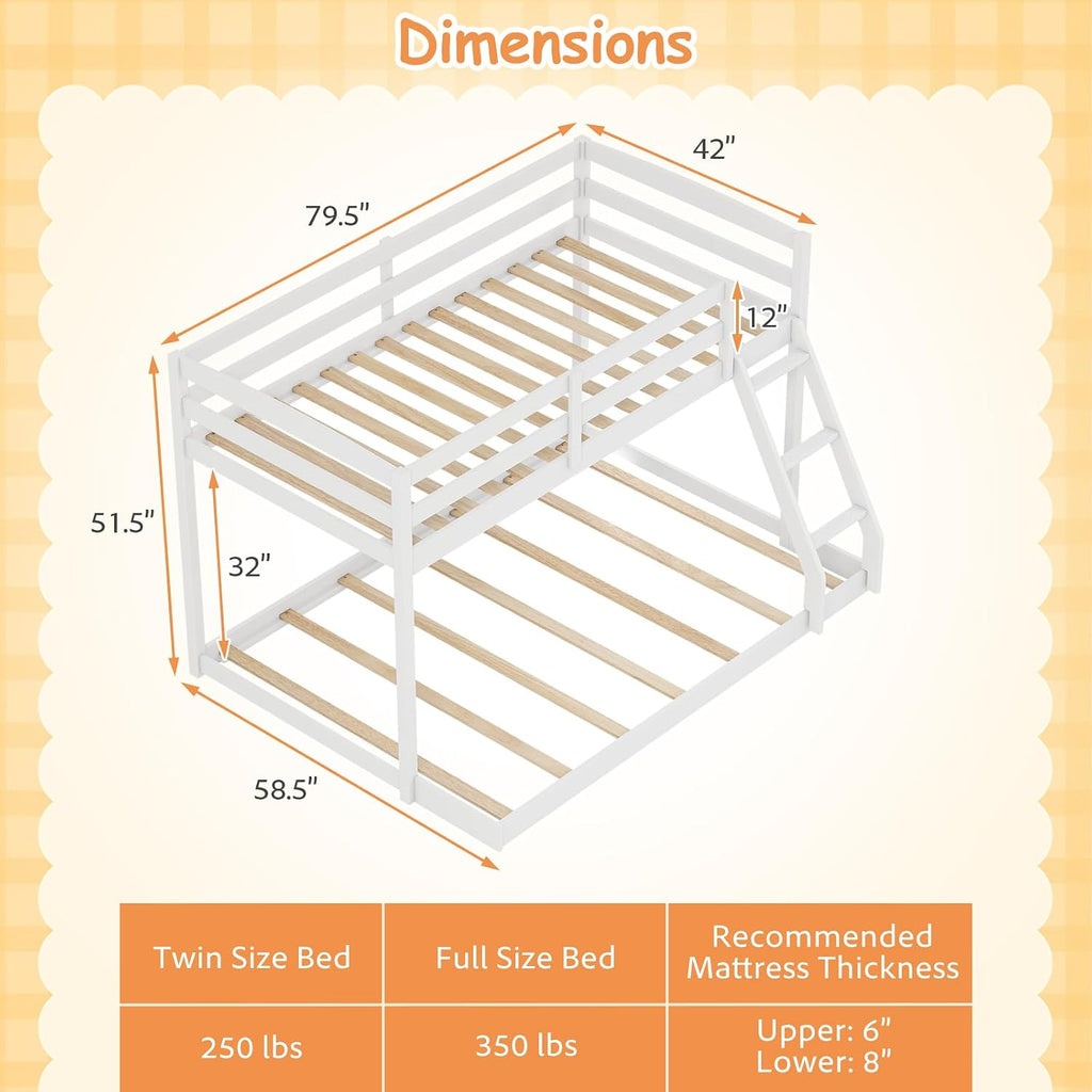 Low Twin Over Full Wood Bunk Bed