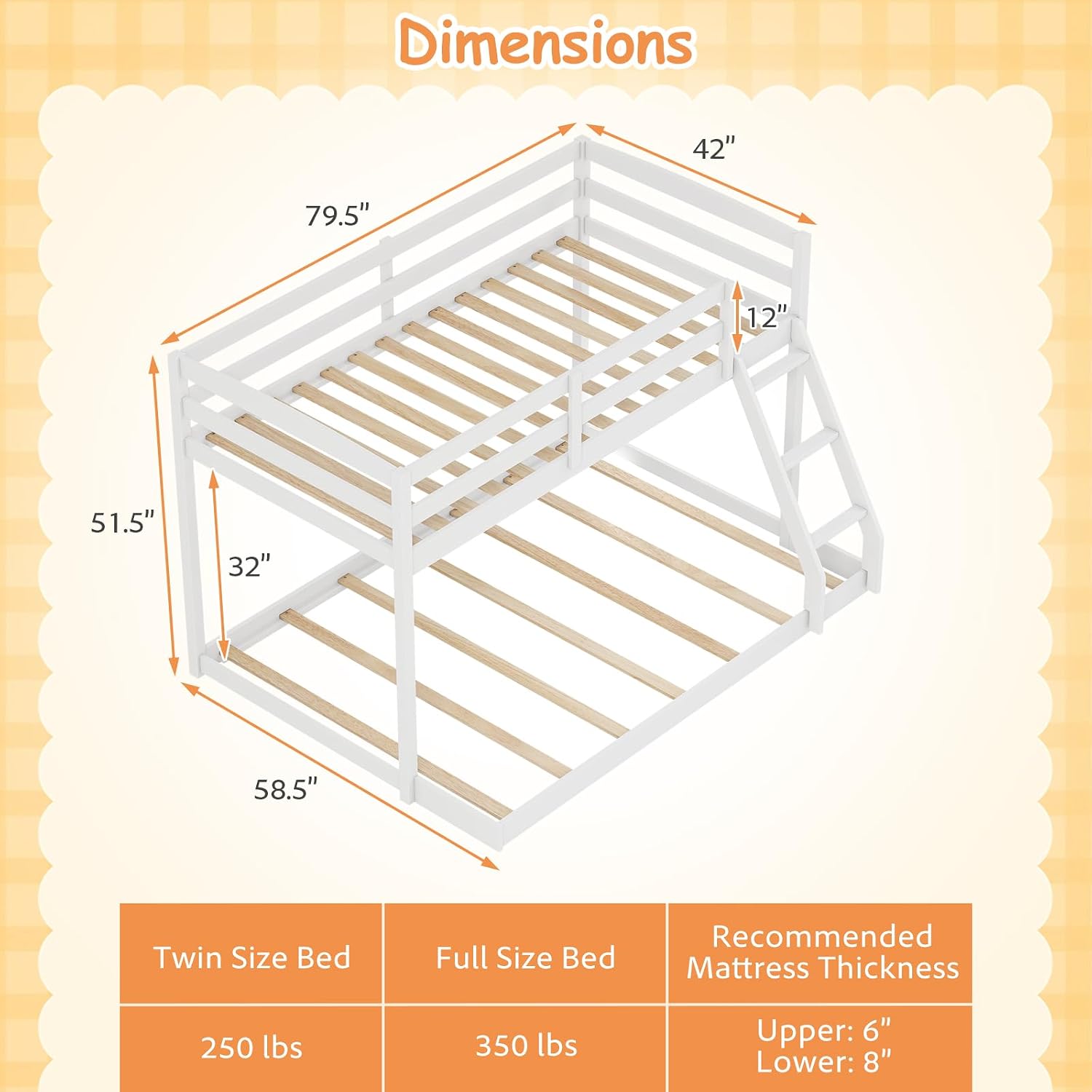 Low Twin Over Full Wood Bunk Bed