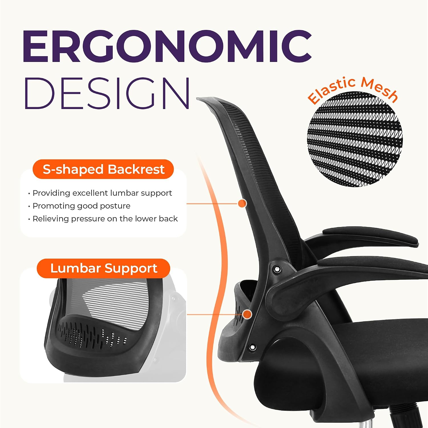 Ergonomic Mesh Office Chair with Flip Arms
