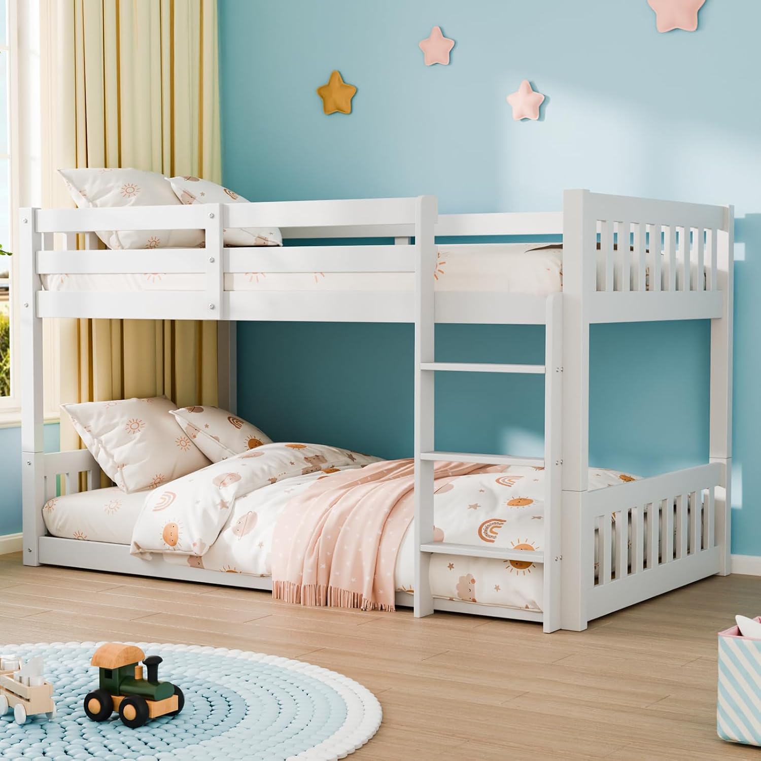 Low Twin Over Twin Wood Bunk Bed