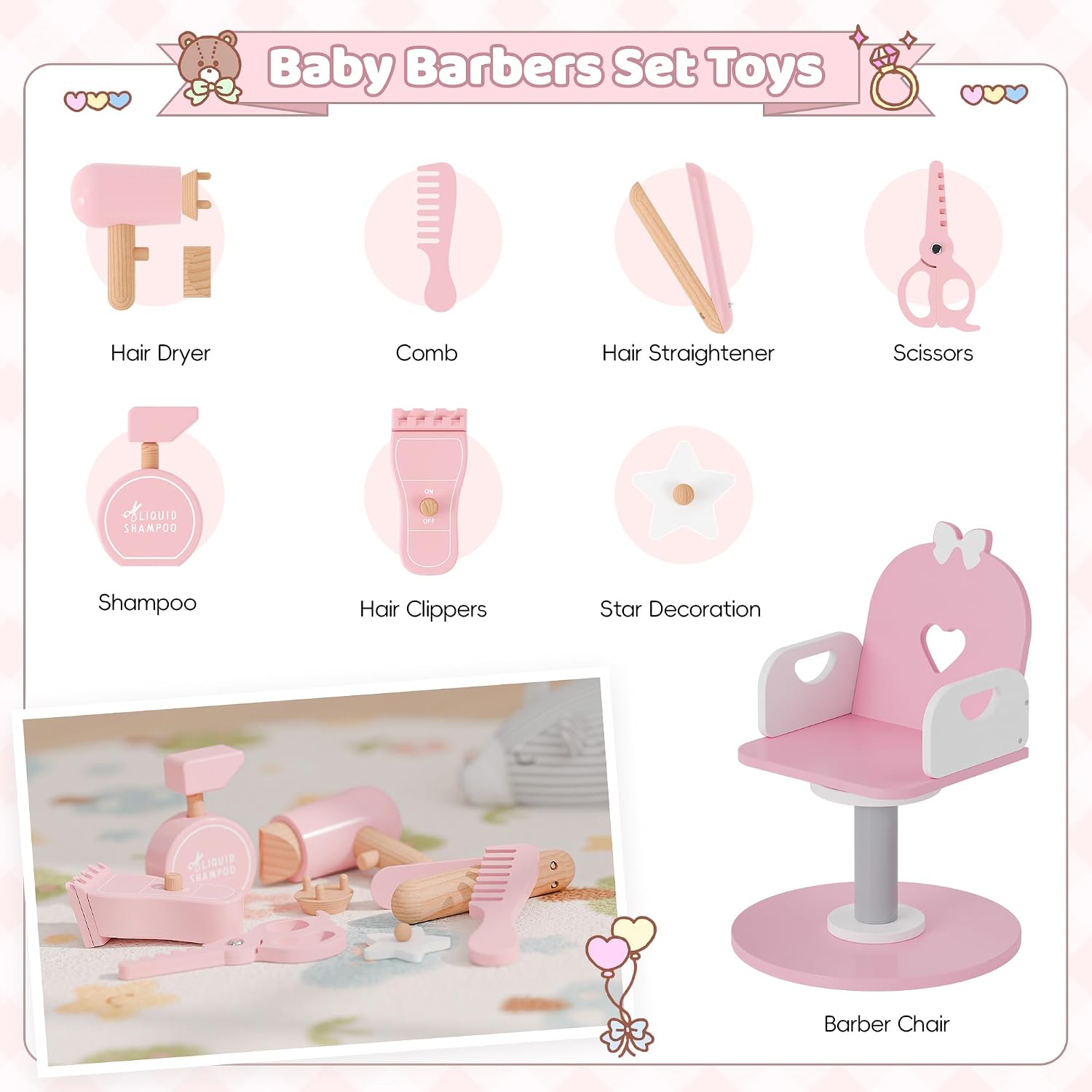 Kids Pretend Hair Salon Vanity Set