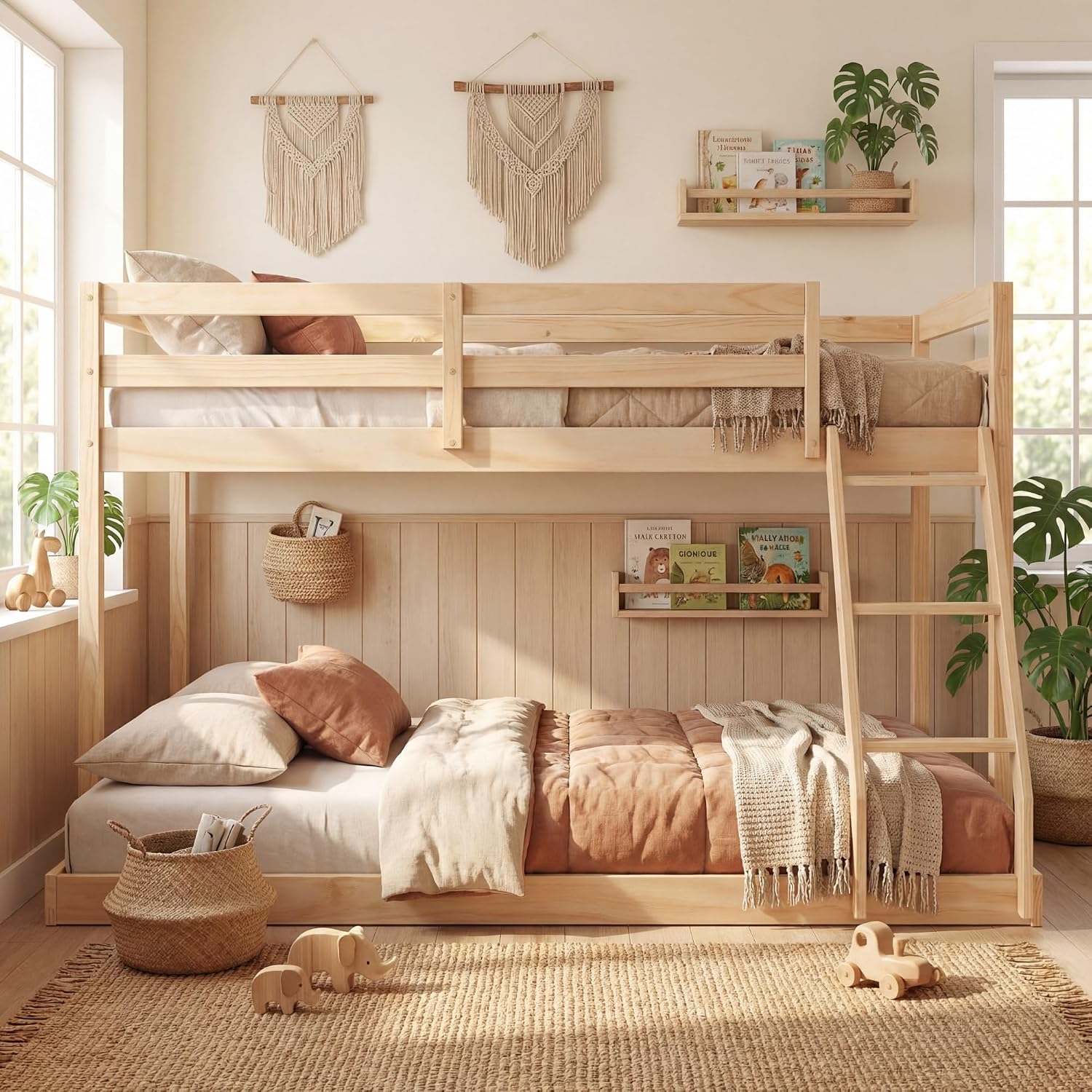Low Twin Over Full Wood Bunk Bed