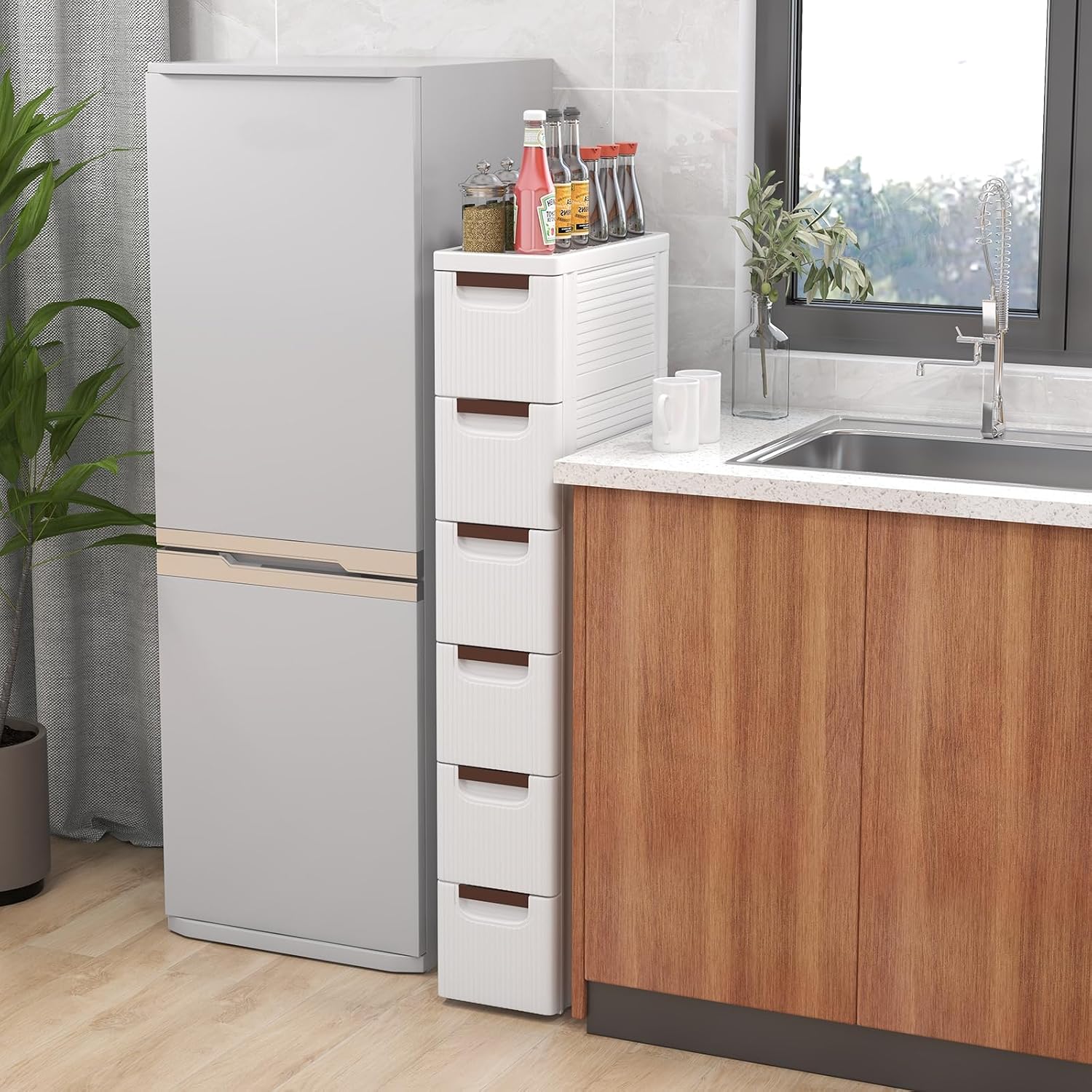 Slim Rolling 6-Drawer Storage Cart