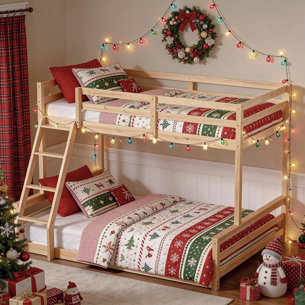 Low Twin Over Full Wooden Bunk Bed