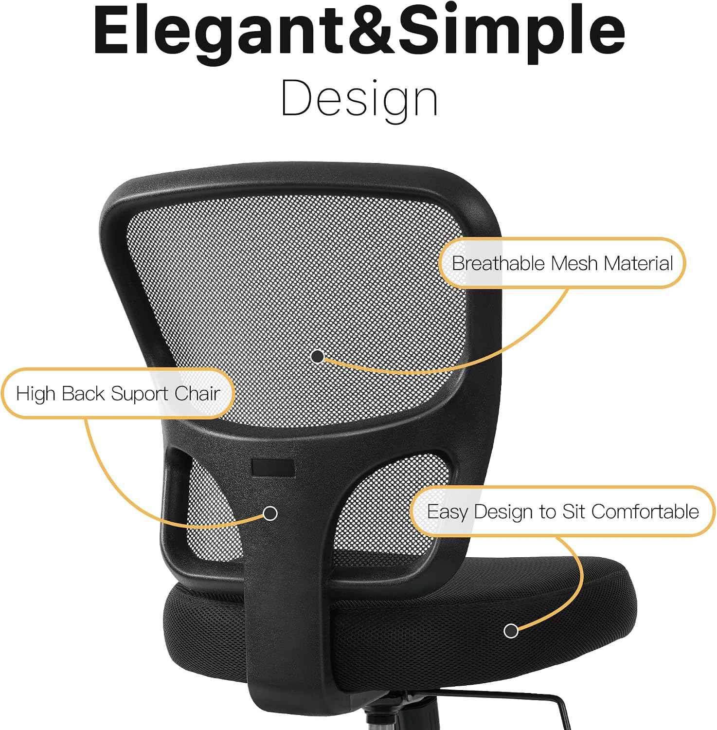 Armless High Back Mesh Office Chair