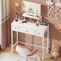 White Lighted Vanity Desk with USB Mirror