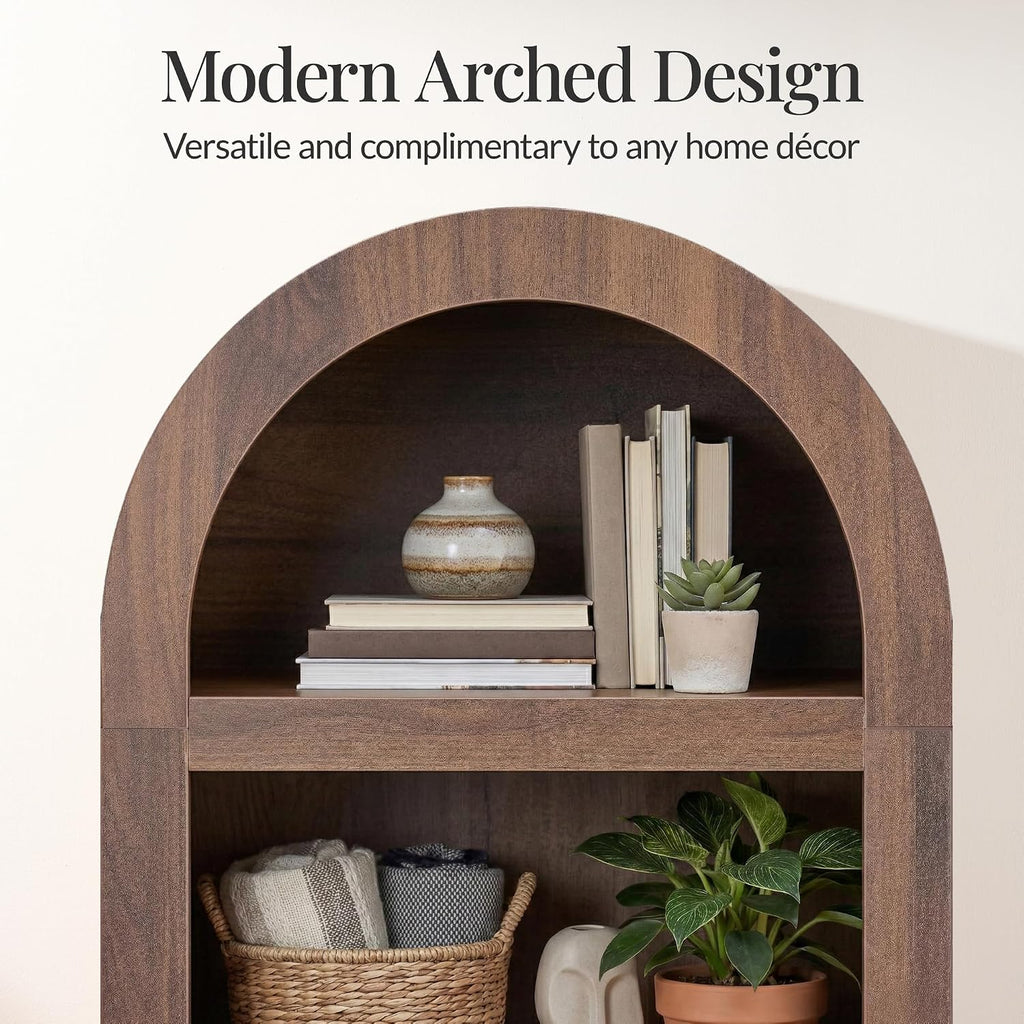 Walnut Arched Reeded Door Storage Cabinet