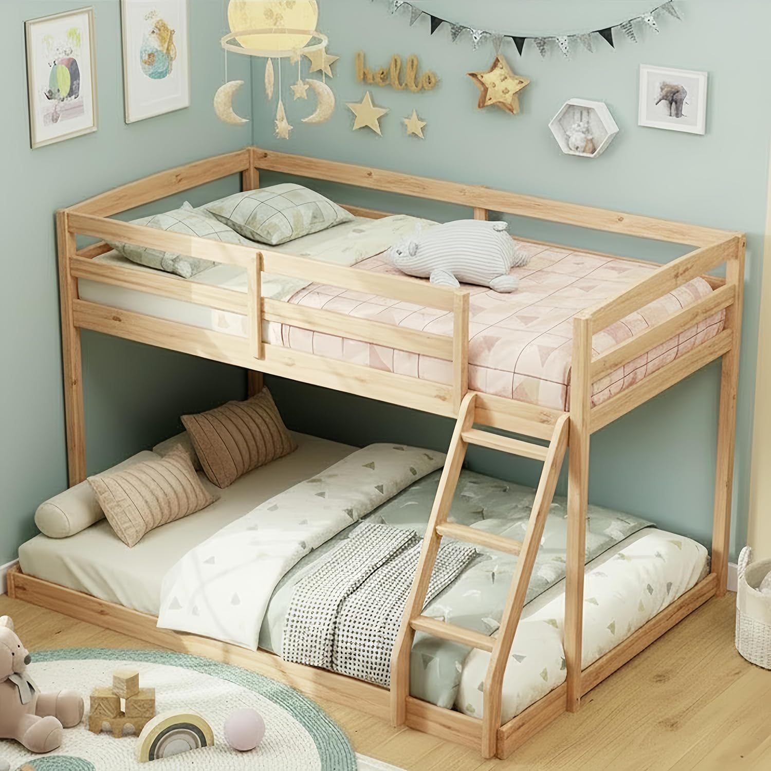 Low Twin Over Full Wood Bunk Bed