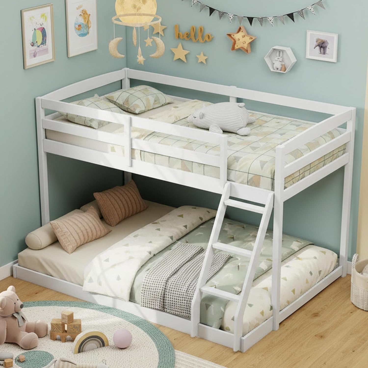 Low Twin Over Full Wood Bunk Bed