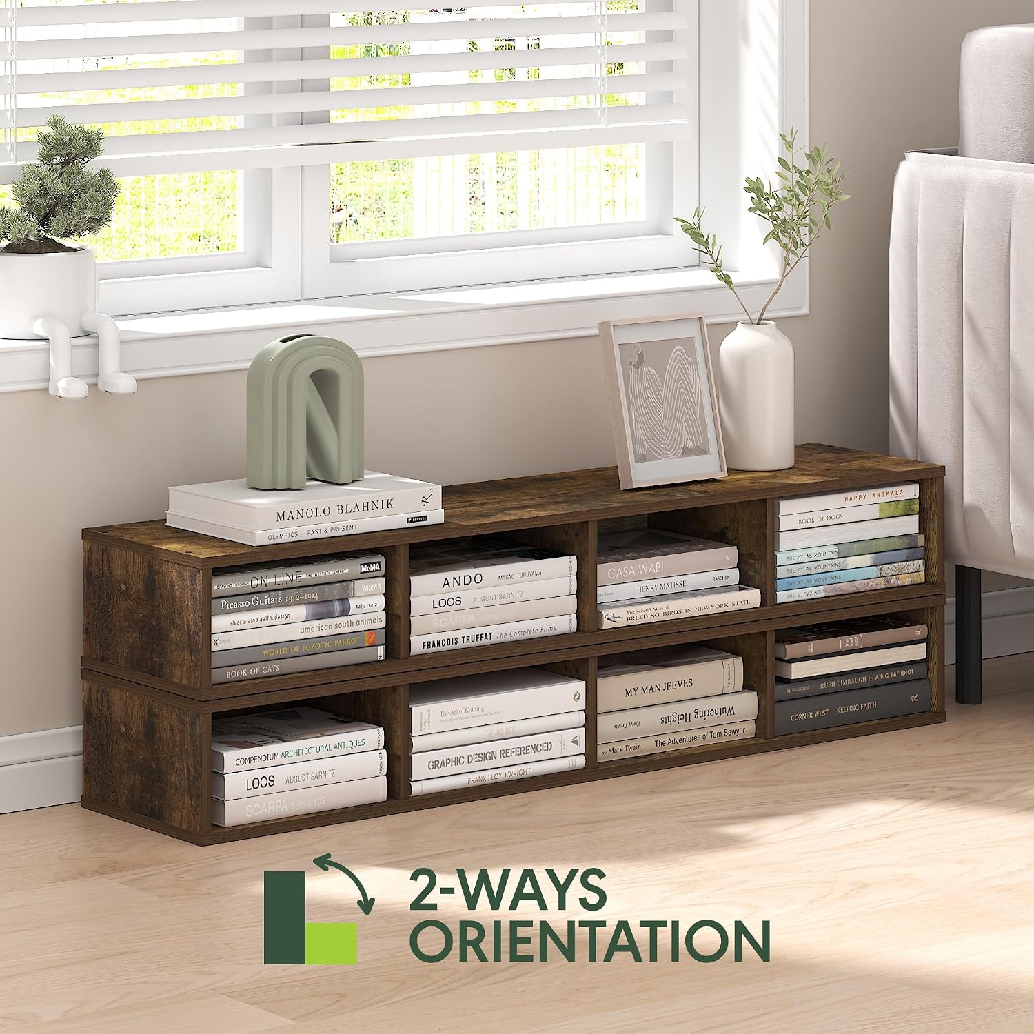 Slim 4-Tier Amber Pine Bookshelf