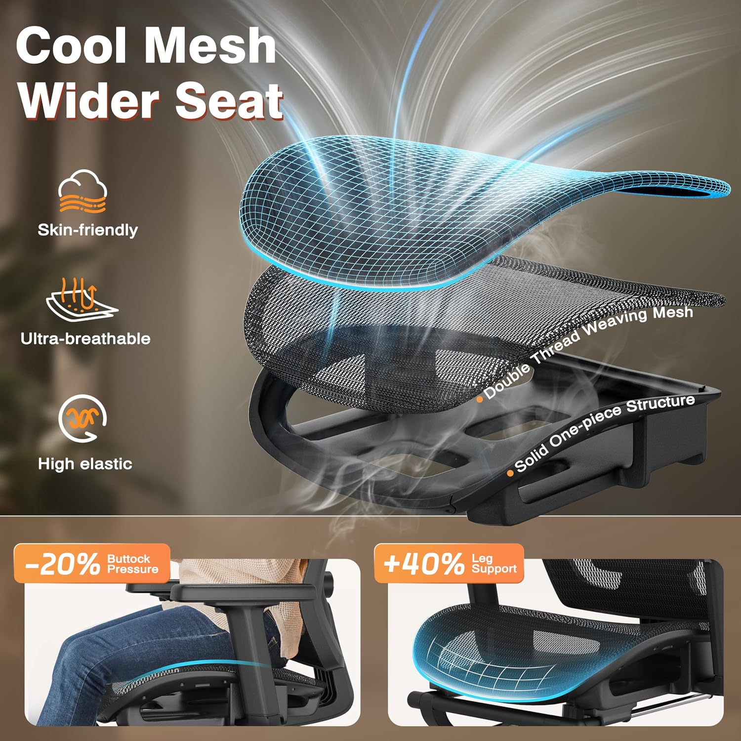Ergonomic Office Chair with Footrest